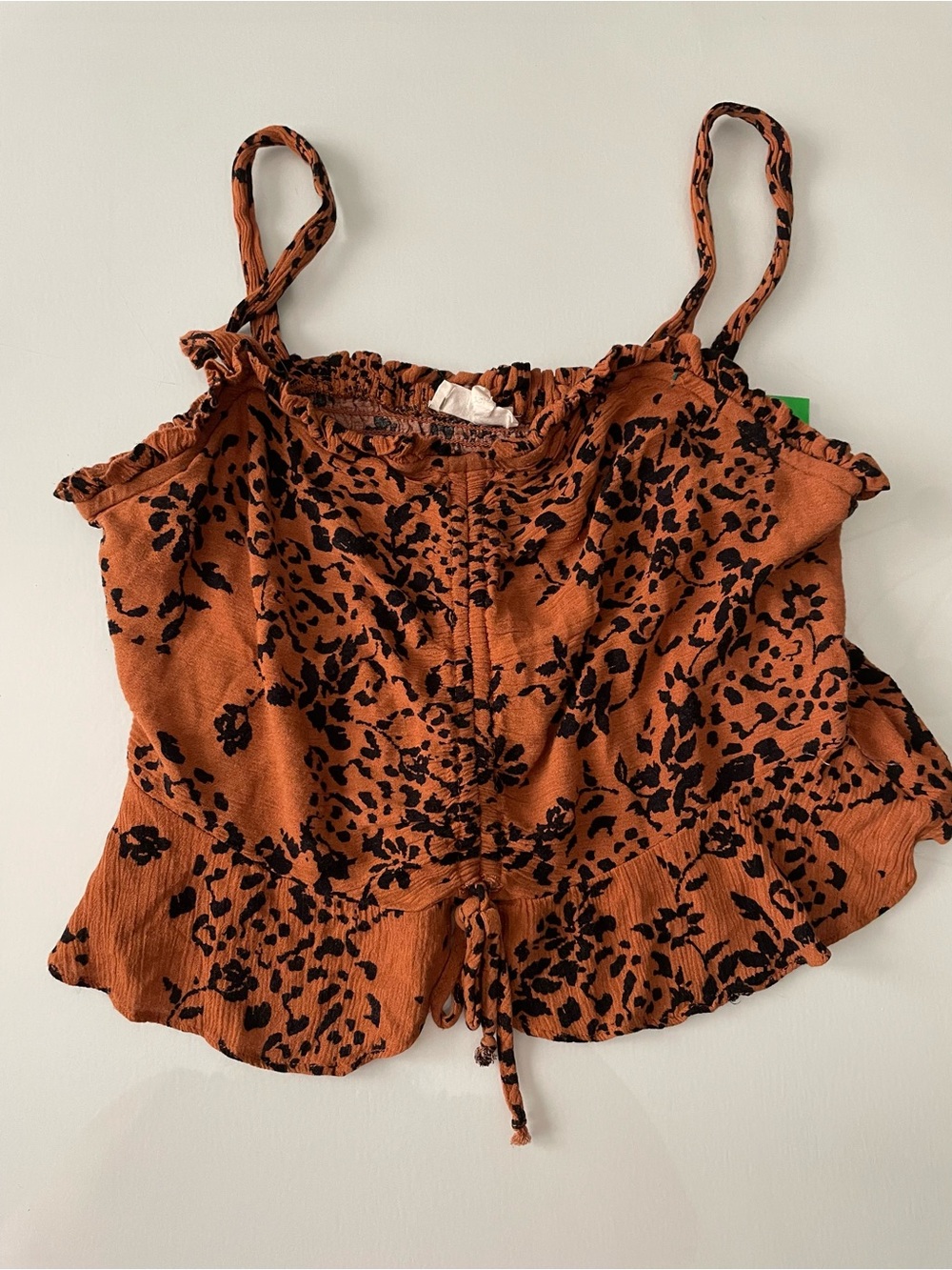 meraki Rust Floral Smocked Cami with Tie Front